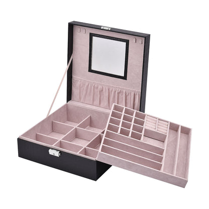 Pink Crocodile Skin Pattern 2 Layer Jewelry Box with Mirror & Lock