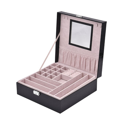 Pink Crocodile Skin Pattern 2 Layer Jewelry Box with Mirror & Lock