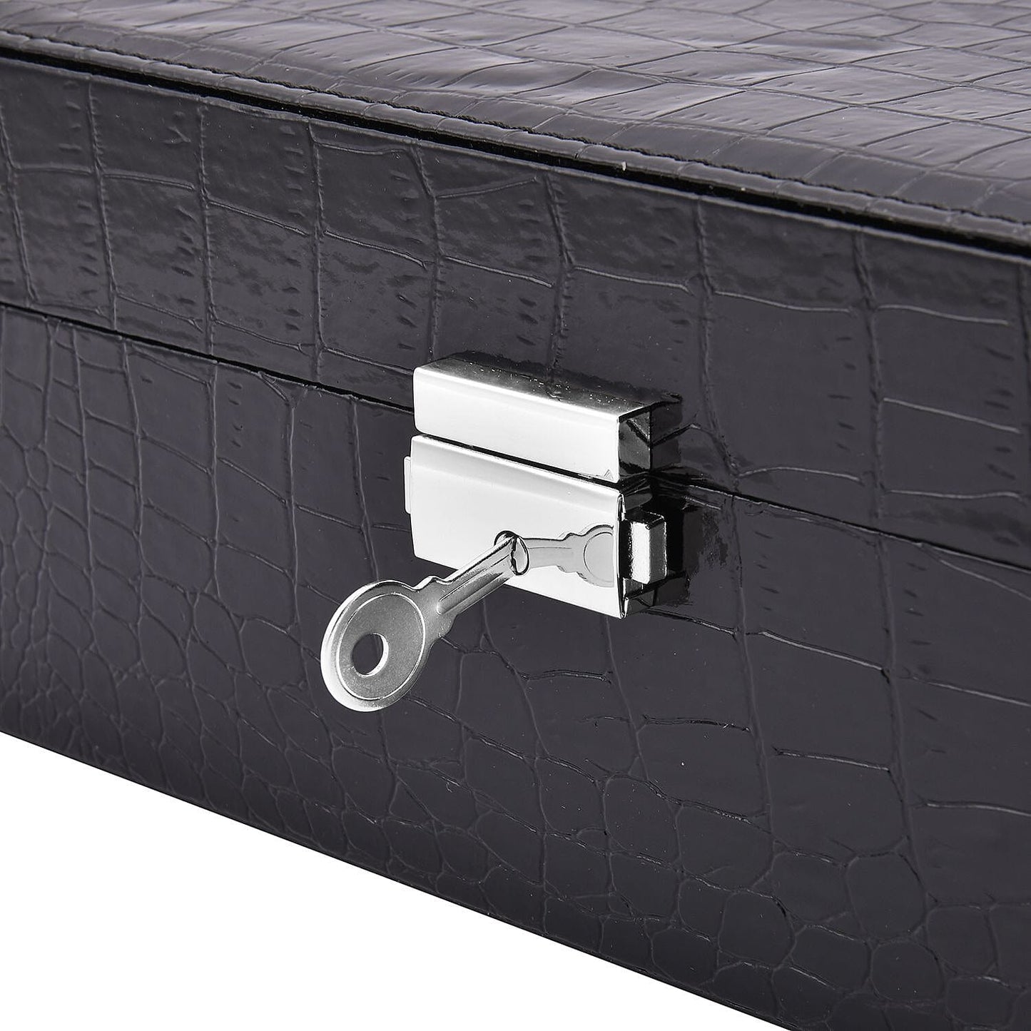 Pink Crocodile Skin Pattern 2 Layer Jewelry Box with Mirror & Lock