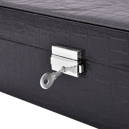 Pink Crocodile Skin Pattern 2 Layer Jewelry Box with Mirror & Lock