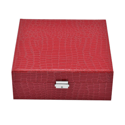 Pink Crocodile Skin Pattern 2 Layer Jewelry Box with Mirror & Lock