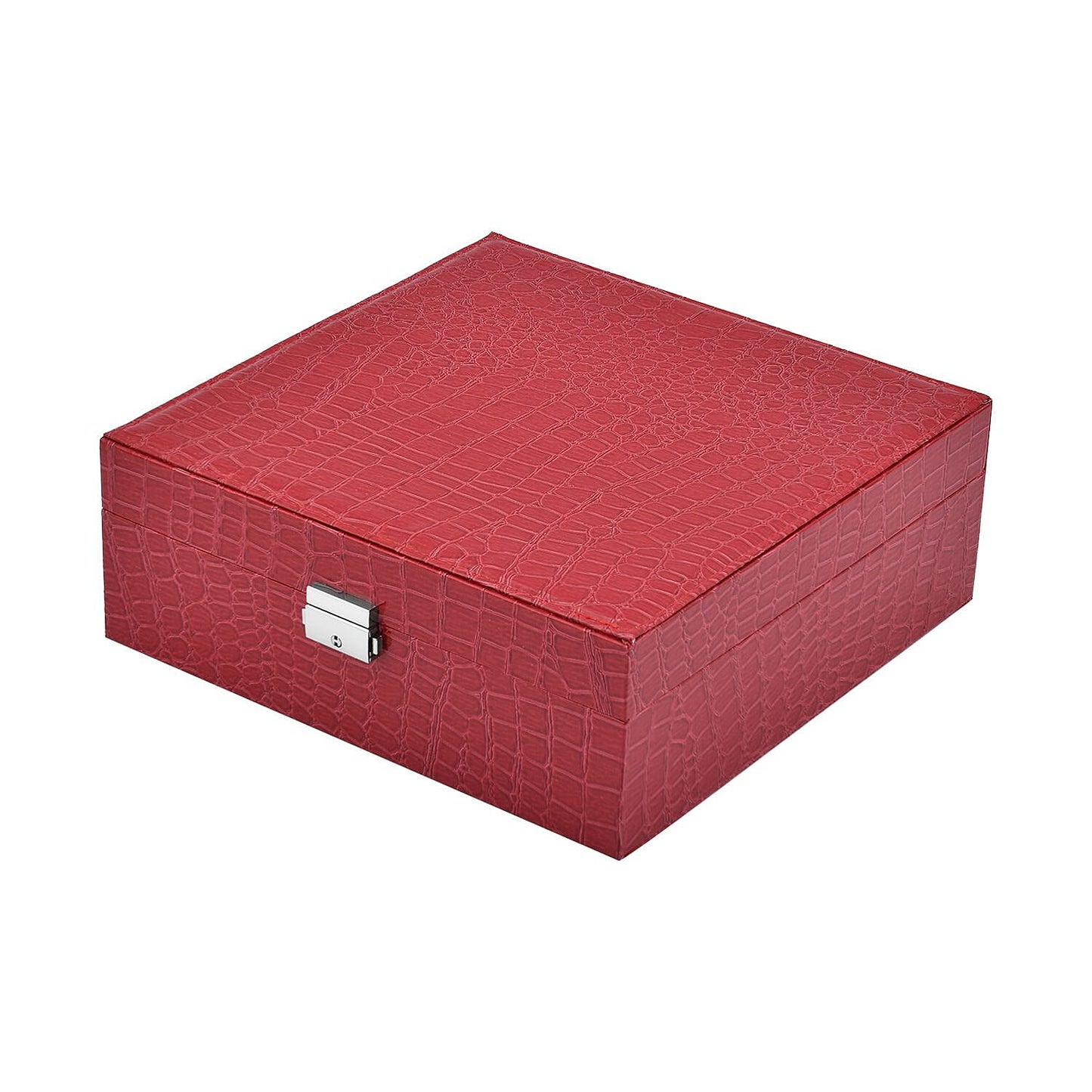 Pink Crocodile Skin Pattern 2 Layer Jewelry Box with Mirror & Lock