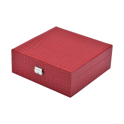 Pink Crocodile Skin Pattern 2 Layer Jewelry Box with Mirror & Lock