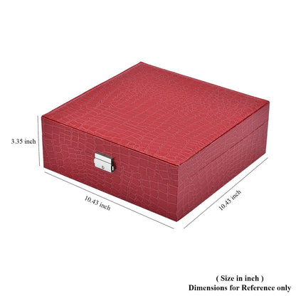 Pink Crocodile Skin Pattern 2 Layer Jewelry Box with Mirror & Lock