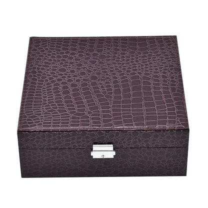 Pink Crocodile Skin Pattern 2 Layer Jewelry Box with Mirror & Lock