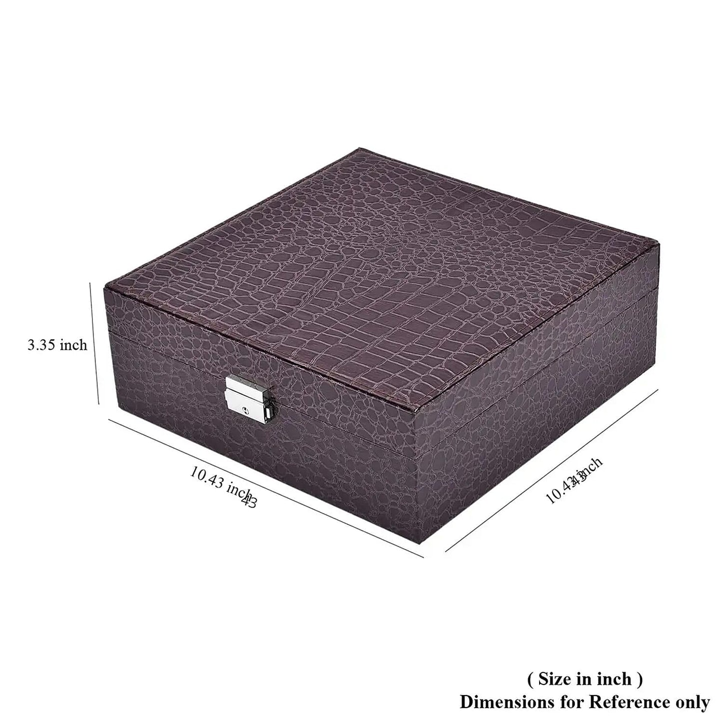 Pink Crocodile Skin Pattern 2 Layer Jewelry Box with Mirror & Lock