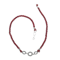 Bali Legacy Orissa Rhodolite Garnet Beaded 3 Row Necklace 22 Inches in Sterling Silver 120.00 ctw