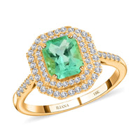 One Of A Kind Certified & Appraised Iliana AAA Boyaca Colombian Emerald and Diamond G-H SI 1.70 ctw Ring in 18K Yellow Gold 7.70 Grams