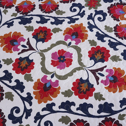 HOMESMART Yellow Floral Print 7pc Quilt and Sheet Set - Queen (100% Microfiber)