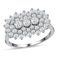 Luxoro Diamond Ring, 10K White Gold Ring, Diamond Cluster Ring, Cluster Ring For Women 2.00 ctw