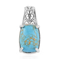 Mojave Blue Turquoise Solitaire Pendant in Platinum Over Copper with Magnet 6.85 ctw - Sticky add to cart bar