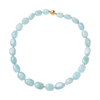 Santa Maria Aquamarine Bead Necklace in 14K YG Plated Sterling Silver, Blue Beaded Necklace 311.00 ctw (18 Inches)