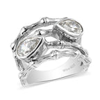 LUSTRO STELLA Made with Finest CZ Bypass Ring in Platinum Over Sterling Silver (Size 9.0) 2.70 ctw