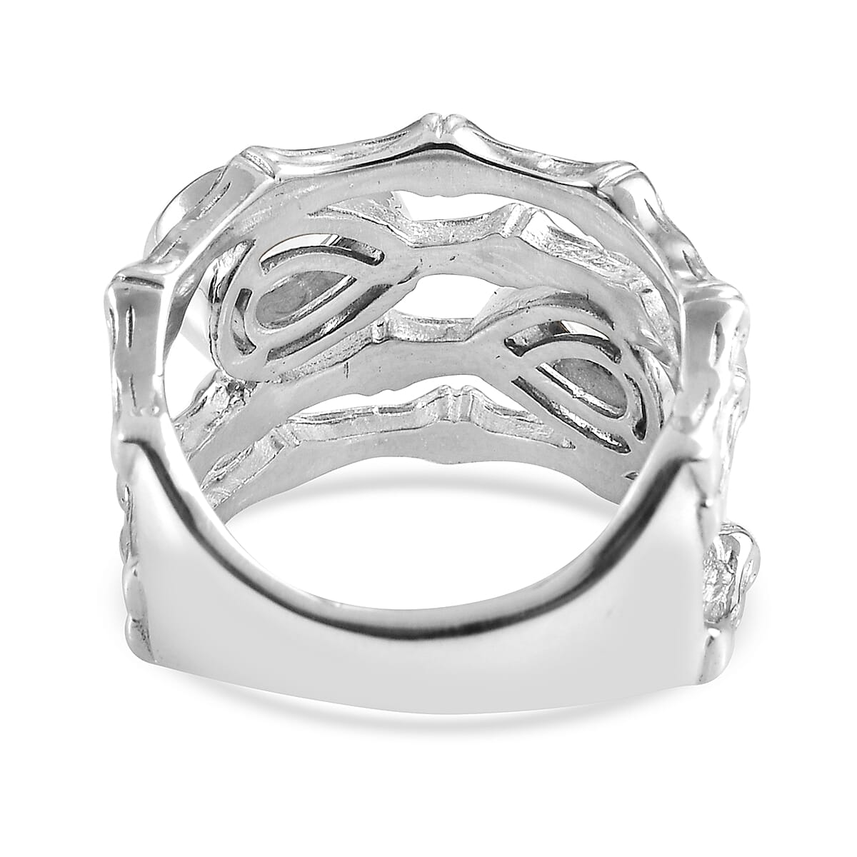LUSTRO STELLA Made with Finest CZ Bypass Ring in Platinum Over Sterling Silver (Size 9.0) 2.70 ctw (5)