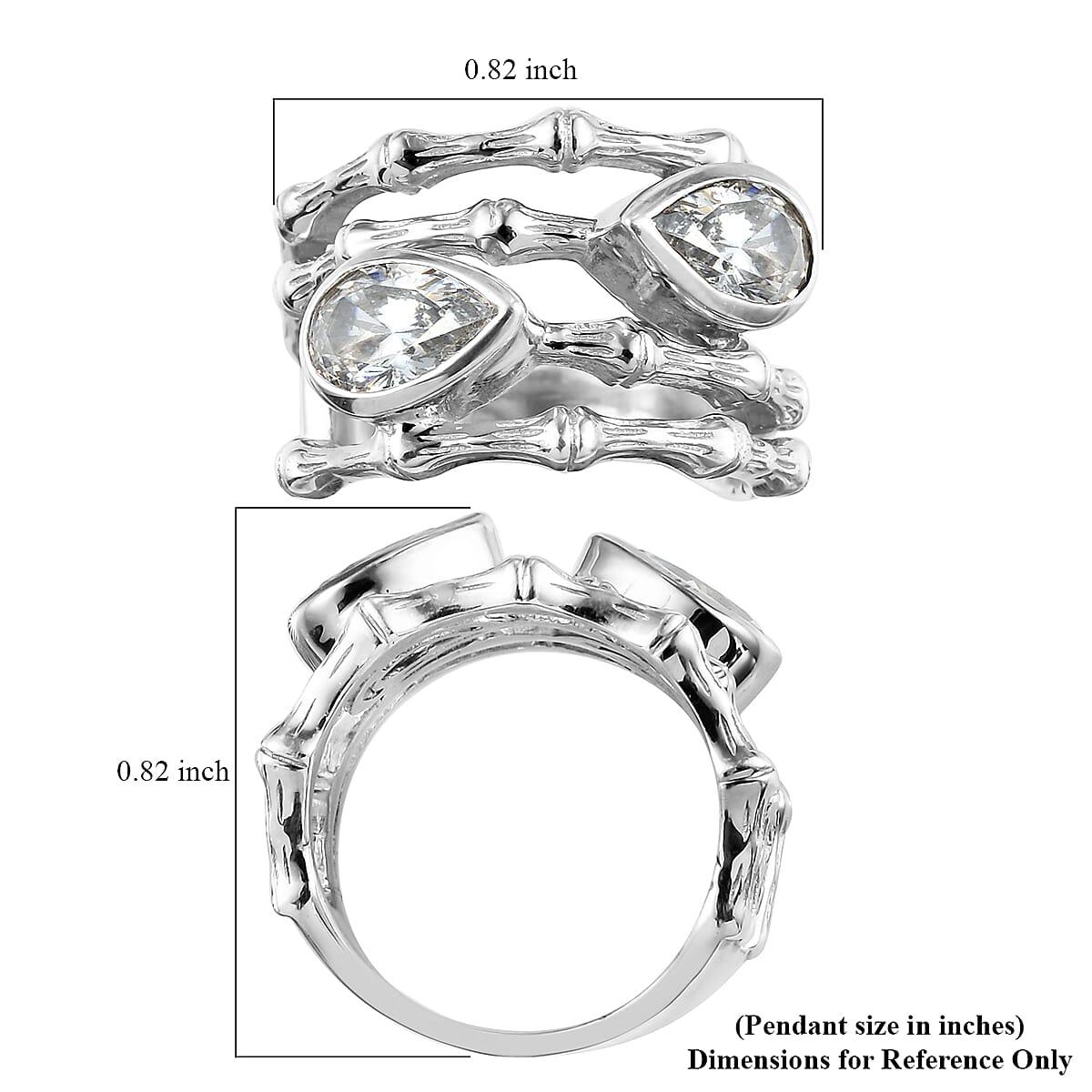 LUSTRO STELLA Made with Finest CZ Bypass Ring in Platinum Over Sterling Silver (Size 9.0) 2.70 ctw (6)