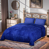 HOMESMART Blue Ultra Soft Crystal Velvet 3pcs Comforter Set - Queen