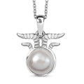 Freshwater Pearl Capricorn Zodiac Pendant Necklace (18 Inches) in Platinum Over Sterling Silver