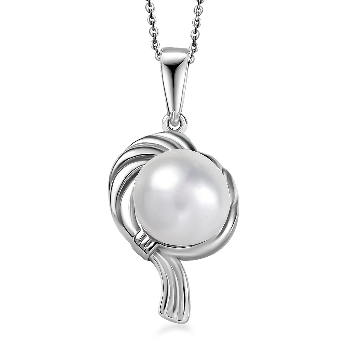 Freshwater Pearl Zodiac Pendant Necklace in Platinum Over Sterling Silver 20 Inches
