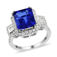 RHAPSODY 950 Platinum AAAA Tanzanite and Diamond E-F VS Ring (Size 7.0) 10.20 Grams 6.00 ctw