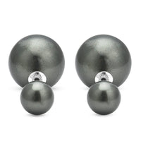 Peacock Shell Pearl Stud Earrings in Rhodium Over Sterling Silver