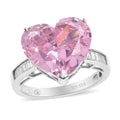 LUSTRO STELLA Finest Pink and White CZ (Hrt Free Size) Heart Ring in Sterling Silver 16.50 ctw - Sticky add to cart bar