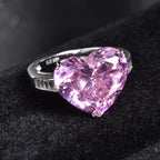 LUSTRO STELLA Finest Pink and White CZ (Hrt Free Size) Heart Ring in Sterling Silver 16.50 ctw