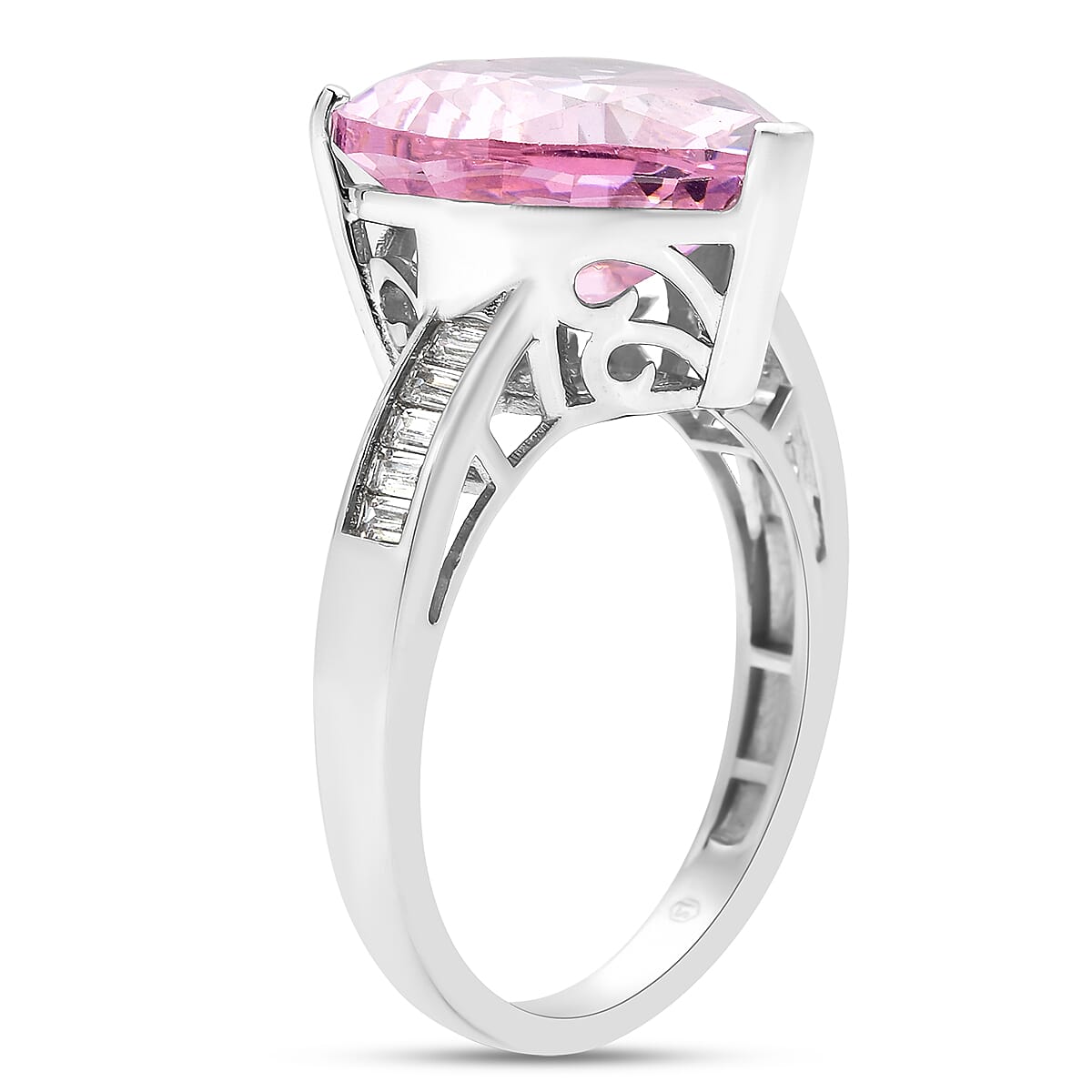 LUSTRO STELLA Finest Pink and White CZ (Hrt Free Size) Heart Ring in Sterling Silver 16.50 ctw (4)