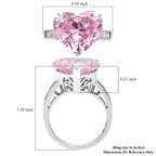 LUSTRO STELLA Finest Pink and White CZ (Hrt Free Size) Heart Ring in Sterling Silver 16.50 ctw