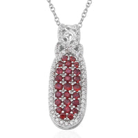 Premium Red Sapphire and Natural White Zircon Infinity Cocktail Pendant Necklace 18 Inches in Platinum Over Sterling Silver 2.50 ctw