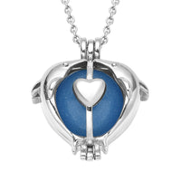Blue Dolphin Kissing Couple Design Night Glow Pendant Necklace (20 Inches) in Stainless Steel 31.00 ctw