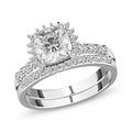 Luxoro 10K White Gold Moissanite Set of 2 Ring (Size 7.0) 4.75 Grams 2.00 ctw