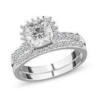 Luxoro 10K White Gold Moissanite Set of 2 Ring (Size 7.0) 4.75 Grams 2.00 ctw
