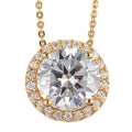 100 Facet Moissanite VS EF Halo Pendant Necklace 20 Inches in Platinum Over Sterling Silver 3.00 ctw - Sticky add to cart bar