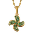Natural Tsavorite Garnet Floral Four Leaf Clover Pendant Necklace 20 Inches in Vermeil Yellow Gold Over Sterling Silver 0.25 ctw - Sticky add to cart bar