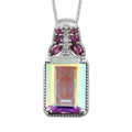 Mercury Mystic Topaz and Multi Gemstone Pendant Necklace 20 Inches in Platinum Over Sterling Silver 9.10 ctw - Sticky add to cart bar