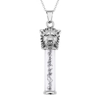 Marvelous Meteorite 5.00 ctw Lion Head Design Pendant Necklace (20 Inches) in Stainless Steel, Tarnish-Free, Waterproof, Sweat Proof Jewelry