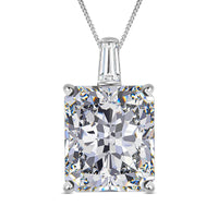 Crushed Ice Cut Moissanite Pendant Necklace 18 Inches in Rhodium Over Sterling Silver 7.40 ctw