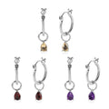 Set of 3 Brazilian Citrine, Amethyst and Mozambique Garnet Earrings in Stainless Steel 2.60 ctw - Sticky add to cart bar
