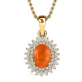Premium Viceroy Spessartine Garnet and Moissanite Sunburst Pendant Necklace 20 Inches in Vermeil Yellow Gold Over Sterling Silver 2.00 ctw - Sticky add to cart bar