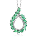 AAA Kagem Emerald and White Zircon Pendant Necklace 18 Inches in Rhodium Over Sterling Silver 1.35 ctw - Sticky add to cart bar
