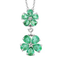 AAA Kagem Emerald and White Zircon Pendant Necklace 18 Inches in Rhodium Over Sterling Silver 2.15 ctw