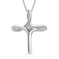 Moissanite Cross Pendant Necklace (20 Inches) in Platinum Over Sterling Silver (7.80 g) 0.20 ctw