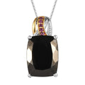 Elite Shungite and Rhodolite Garnet Pendant Necklace 20 Inches in Vermeil YG & Platinum Over Sterling Silver 5.85 ctw - Sticky add to cart bar