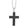 Natural Thai Black Spinel Cross Pendant Necklace 20 Inches in Stainless Steel 1.50 ctw