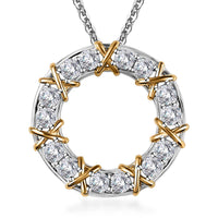Moissanite Pendant Necklace 20 Inches in Vermeil YG and Platinum Over Sterling Silver 1.50 ctw