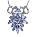 Tanzanite Floral Spray Pendant Necklace 20 Inches in Platinum Over Sterling Silver 2.15 ctw - Sticky add to cart bar