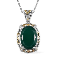 Karis Verde Onyx Solitaire Pendant Necklace (20 Inches) in 18K YG Plated, Platinum Bond and Stainless Steel 9.50 ctw , Tarnish-Free, Waterproof, Sweat Proof Jewelry