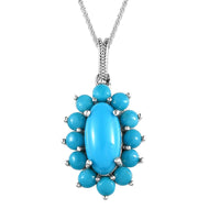 Premium Sleeping Beauty Turquoise Pendant Necklace 20 Inches in Platinum Over Sterling Silver 3.85 ctw