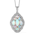 Premium Ethiopian Welo Opal and White Zircon Pendant Necklace 20 Inches in Platinum Over Sterling Silver 3.40 ctw - Sticky add to cart bar