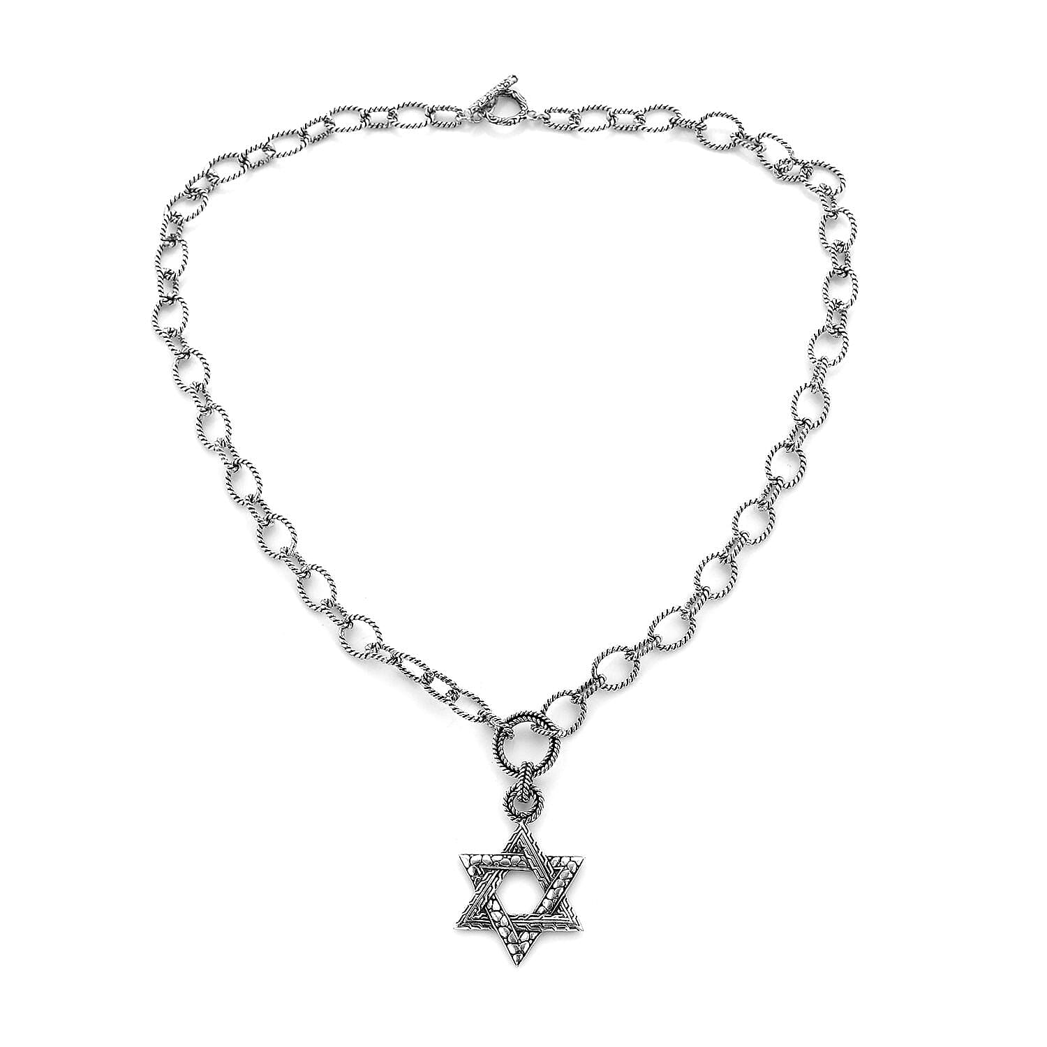 Bali Legacy Sterling Silver Star of David Men's Pendant Necklace 20 Inches 28.30 Grams